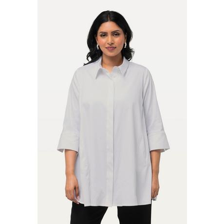 Ulla Popken  Bluse, Godeteinsätze, A-Linie, Hemdkragen, 3/4-Arm 