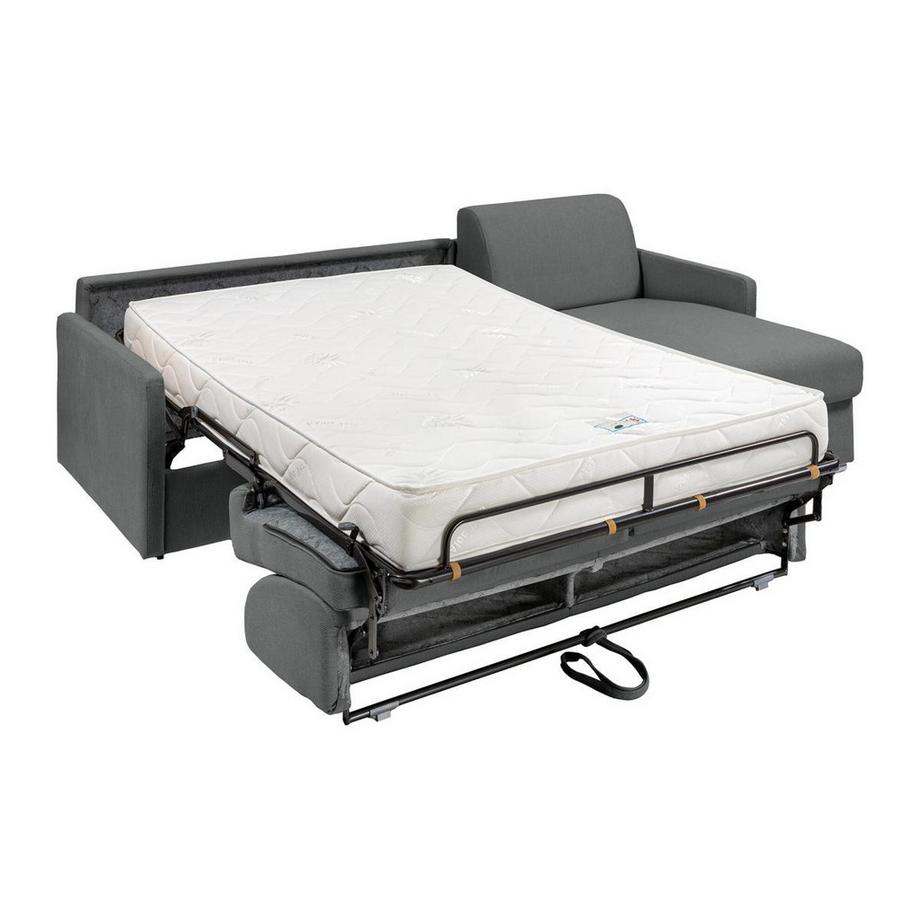 Vente-unique Canapé d'angle convertible express et réversible en tissu gris - Couchage 160 cm à lattes larges - Matelas 18 cm - CALIFE  