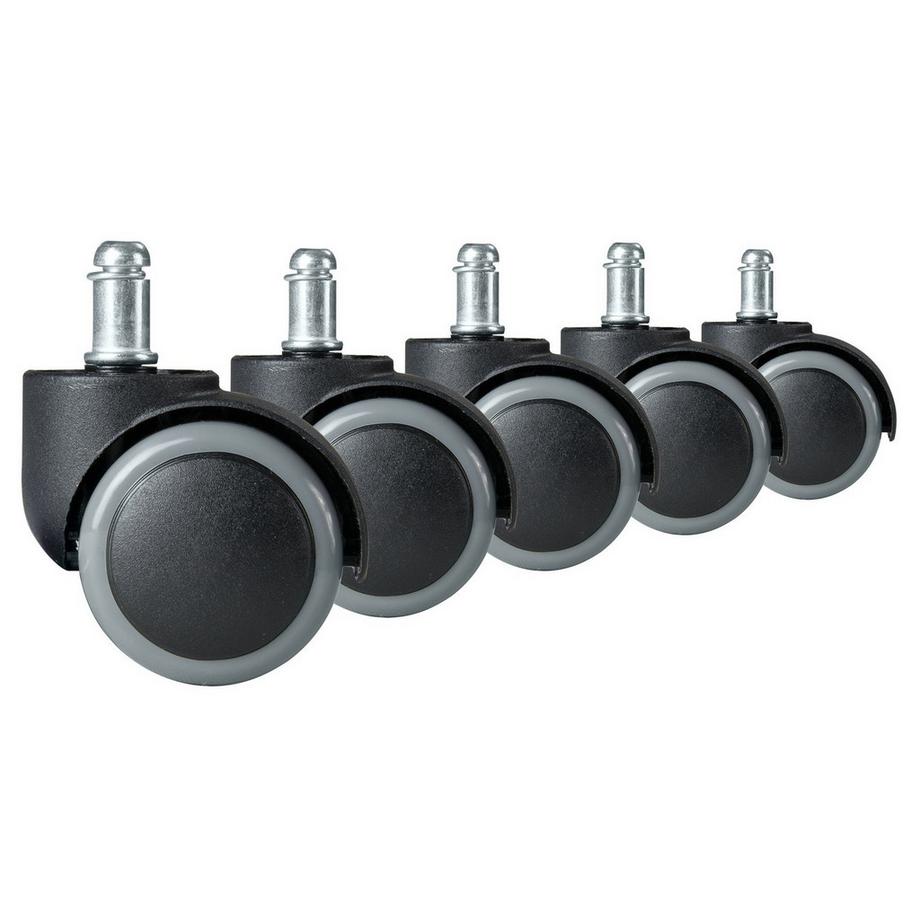 B2X  Gummierte Rollen für Bürostühle, 5 Stück, 