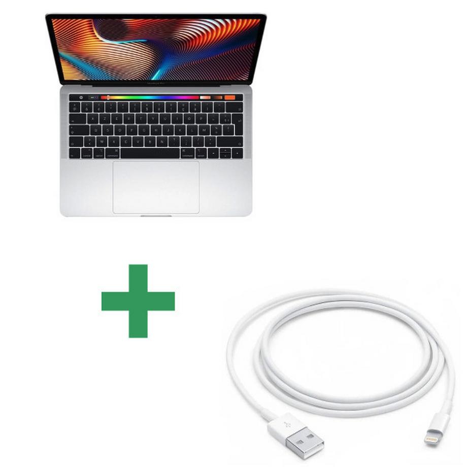Refurbished MacBook Pro Touch Bar 13" 2017 Core i5 3,1 Ghz 8 Gb 256 Gb SSD Silber + Lightning Zu USB 1 Meter Weiß Apple
