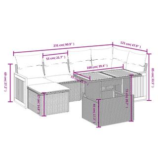 VidaXL Ensemble de canapés de jardin rotin synthétique  