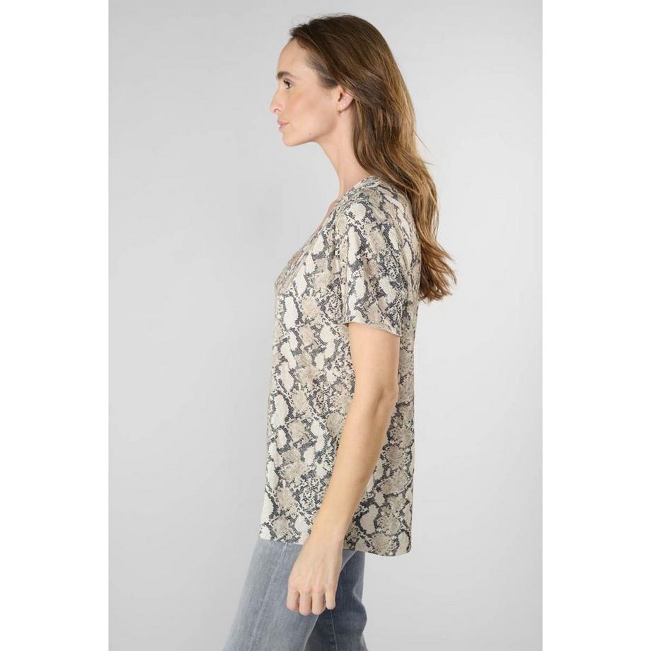 le temps des cerises Argent Snake Print T-Shirt  