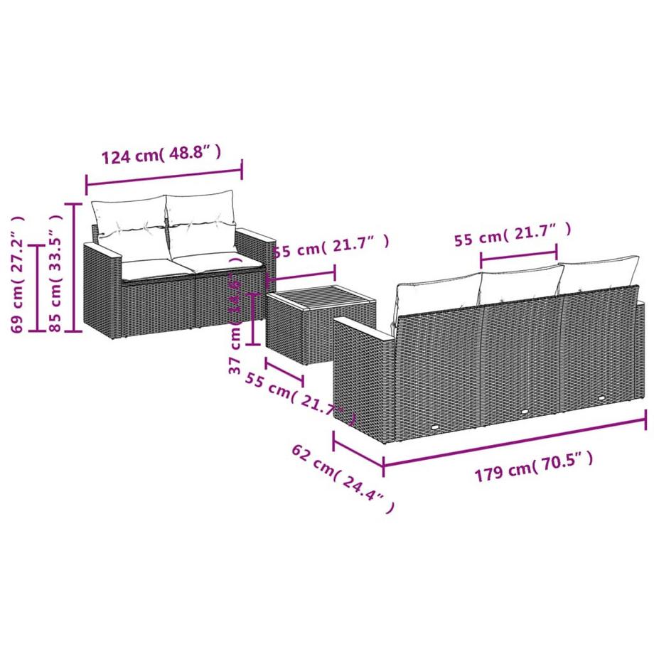 VidaXL set divano da giardino Polirattan  