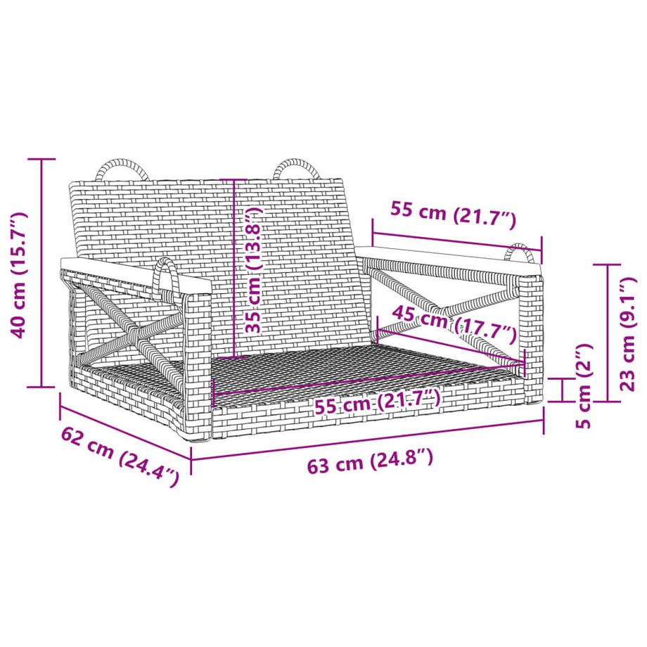 VidaXL Hängebank poly-rattan  