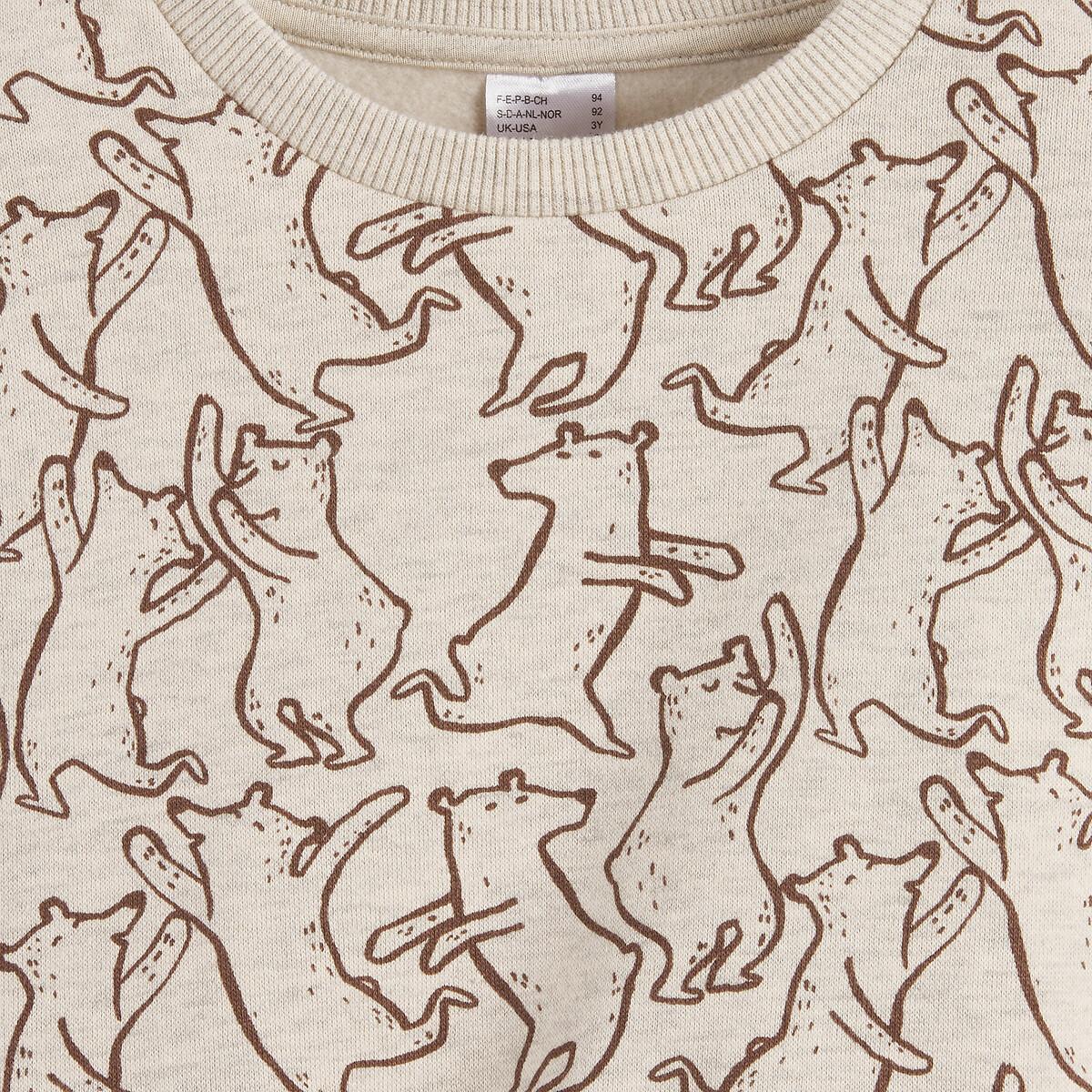 La Redoute Collections  Sweat col rond imprimé ours en molleton 