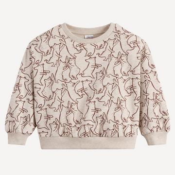Sweat col rond imprimé ours en molleton