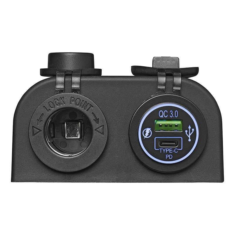 Pricenet  Kit de montage en saillie : prise 12V + chargeur rapide USB type A + C 2 voies 3A 