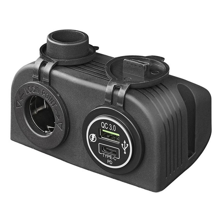 Pricenet  Kit de montage en saillie : prise 12V + chargeur rapide USB type A + C 2 voies 3A 