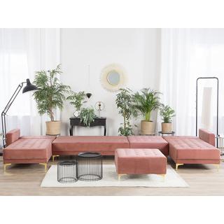 Beliani Grand canapé avec pouf ottoman en Velours Moderne ABERDEEN  