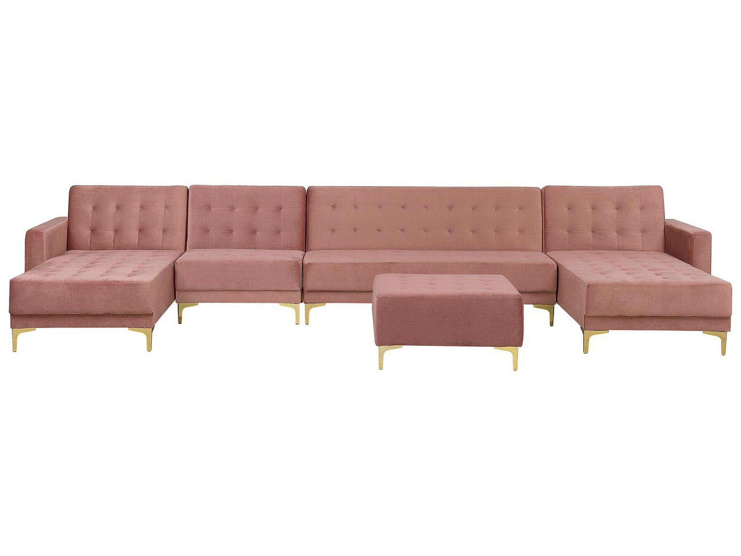 Beliani Grand canapé avec pouf ottoman en Velours Moderne ABERDEEN  