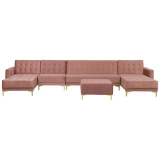 Beliani Grand canapé avec pouf ottoman en Velours Moderne ABERDEEN  