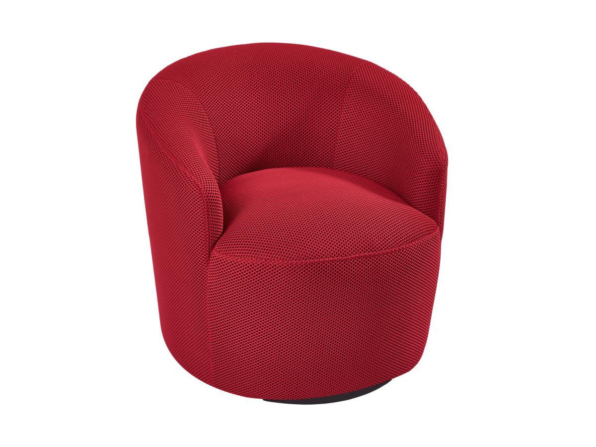 Vente-unique Fauteuil pivotant en tissu 3D rouge ACERETO  