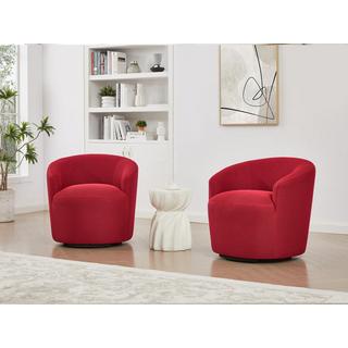 Vente-unique Fauteuil pivotant en tissu 3D rouge ACERETO  