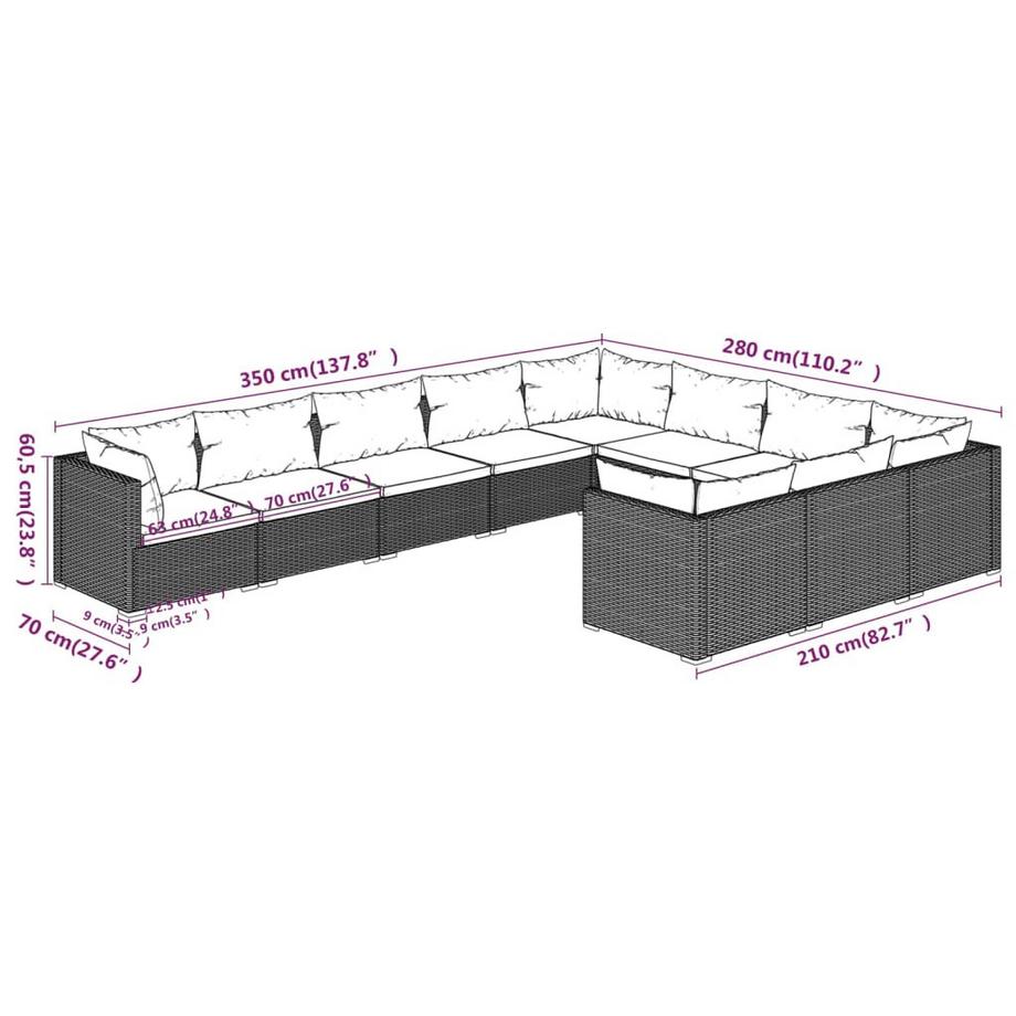 VidaXL Garten-lounge-set poly-rattan  