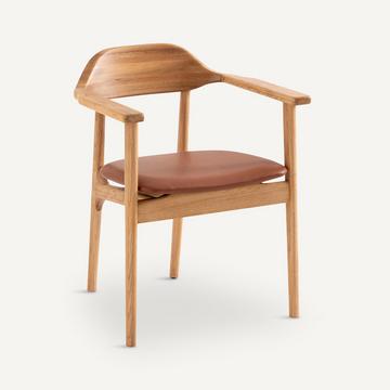 Fauteuil de table chêne/cuir Arié