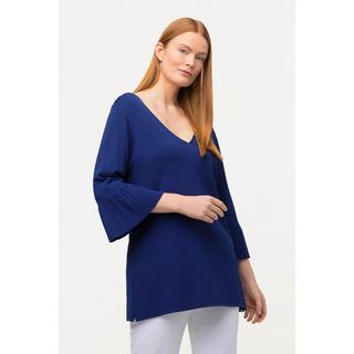 Ulla Popken  Pullover con scollo a V e maniche a 3/4 plissettate 