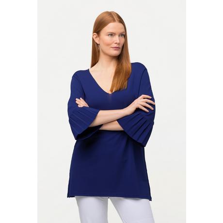 Ulla Popken  Pullover con scollo a V e maniche a 3/4 plissettate 