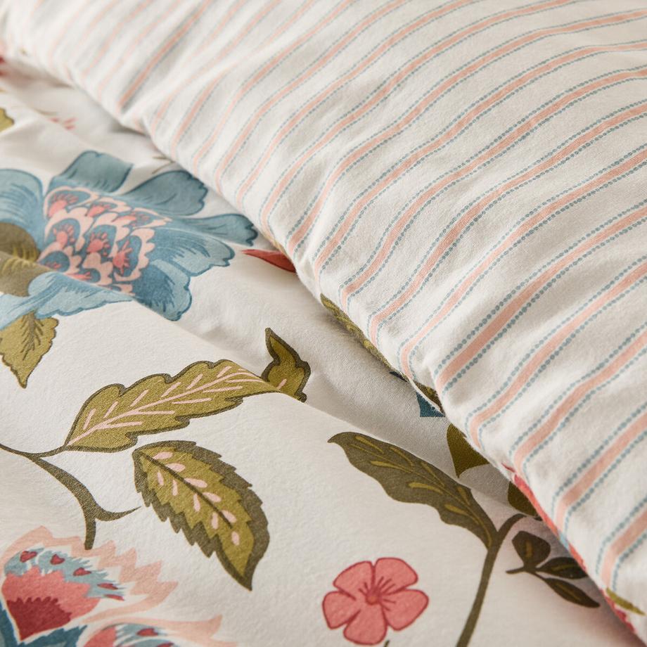 La Redoute Intérieurs Housse de couette en coton lavé fleurs et rayures  