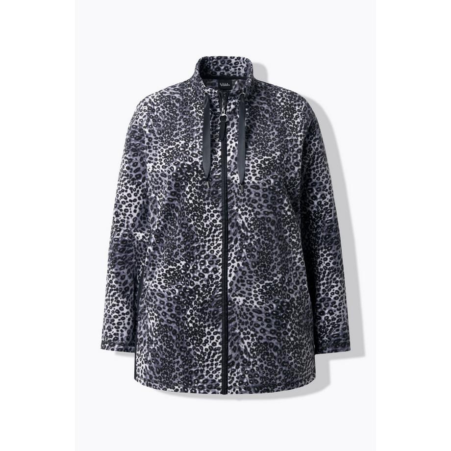 Ulla Popken Veste polaire d'intérieur motif léopard col montant  