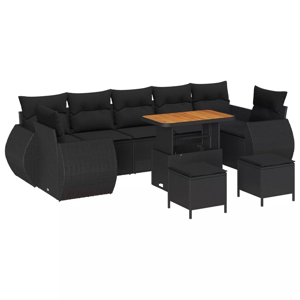 vidaXL Gartensofa-set 10 stk. Schwarz Poly-Rattan