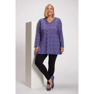 Ulla Popken  T-shirt long, motif Noël, encolure en V, manches longues 