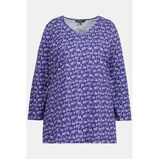 Ulla Popken  T-shirt long, motif Noël, encolure en V, manches longues 