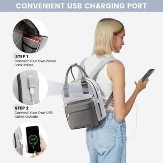 Only-bags.store Eleganter Rucksack, wasserdichter Stadtrucksack Handtasche 2 in 1 mit USB-Ladeanschluss  