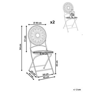 Beliani Lot de 2 chaises en Métal Rétro SCAFA  