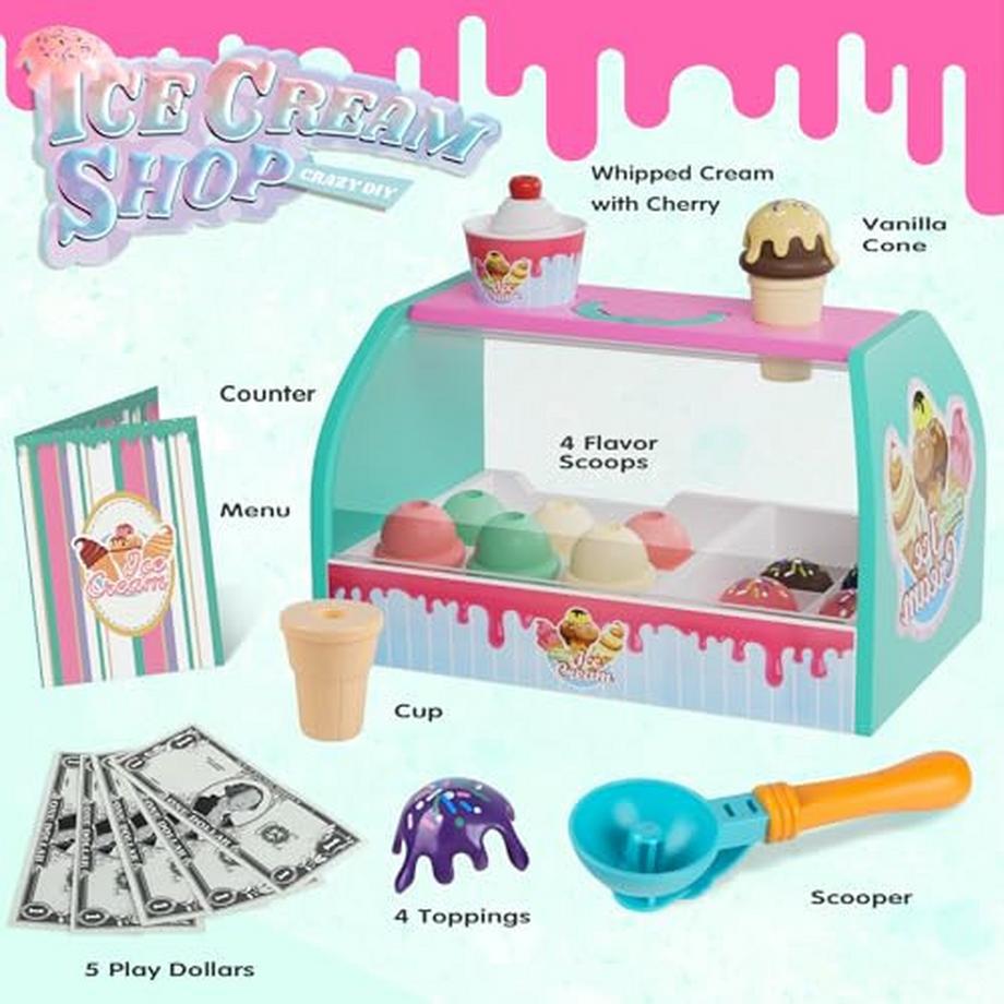 Activity-board  Kinderspielzeug Eisdiele, Eisdiele zum Rollenspiel mit Einkaufsladen, Kinderküche Einkaufsläden & Zubehör 