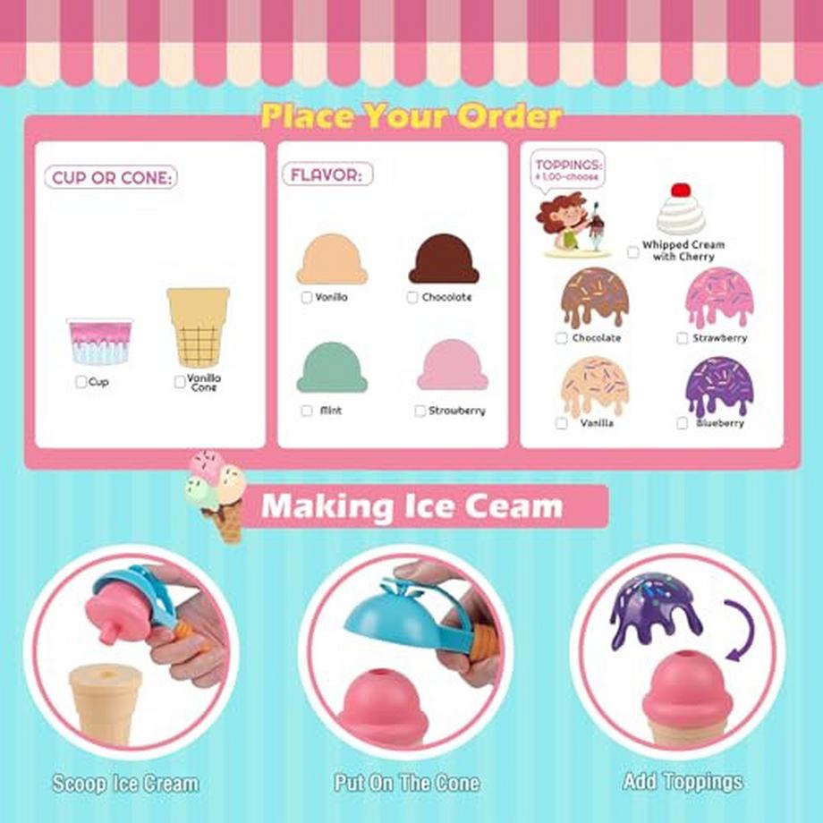 Activity-board  Kinderspielzeug Eisdiele, Eisdiele zum Rollenspiel mit Einkaufsladen, Kinderküche Einkaufsläden & Zubehör 