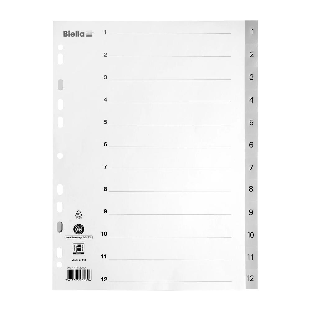 Biella  PP Register, Teilung 1-12 - x 25 