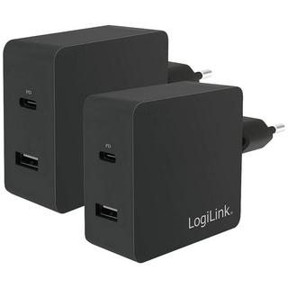 LogiLink  Adaptateur de prise USB, 1 port USB-C (PD) et 1 port USB-A, 65 W 