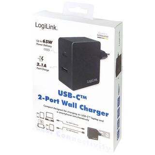 LogiLink  USB Steckdosenadapter, 1x USB-C Port (PD) & 1x USB-A Port, 65W 