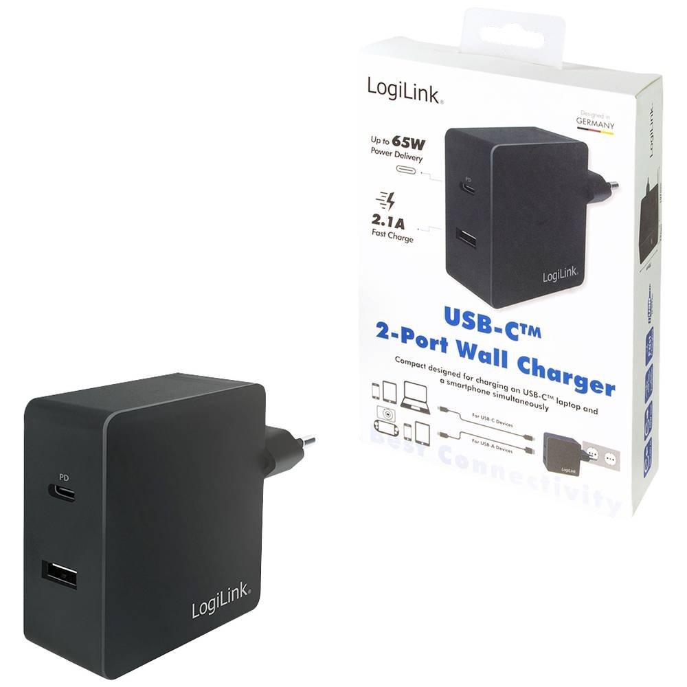 LogiLink  USB Steckdosenadapter, 1x USB-C Port (PD) & 1x USB-A Port, 65W 