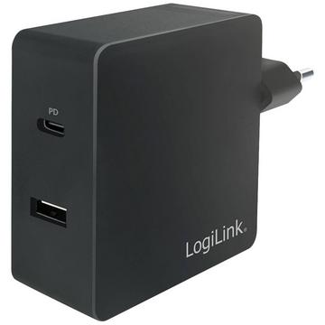USB Steckdosenadapter, 1x USB-C Port (PD) & 1x USB-A Port, 65W