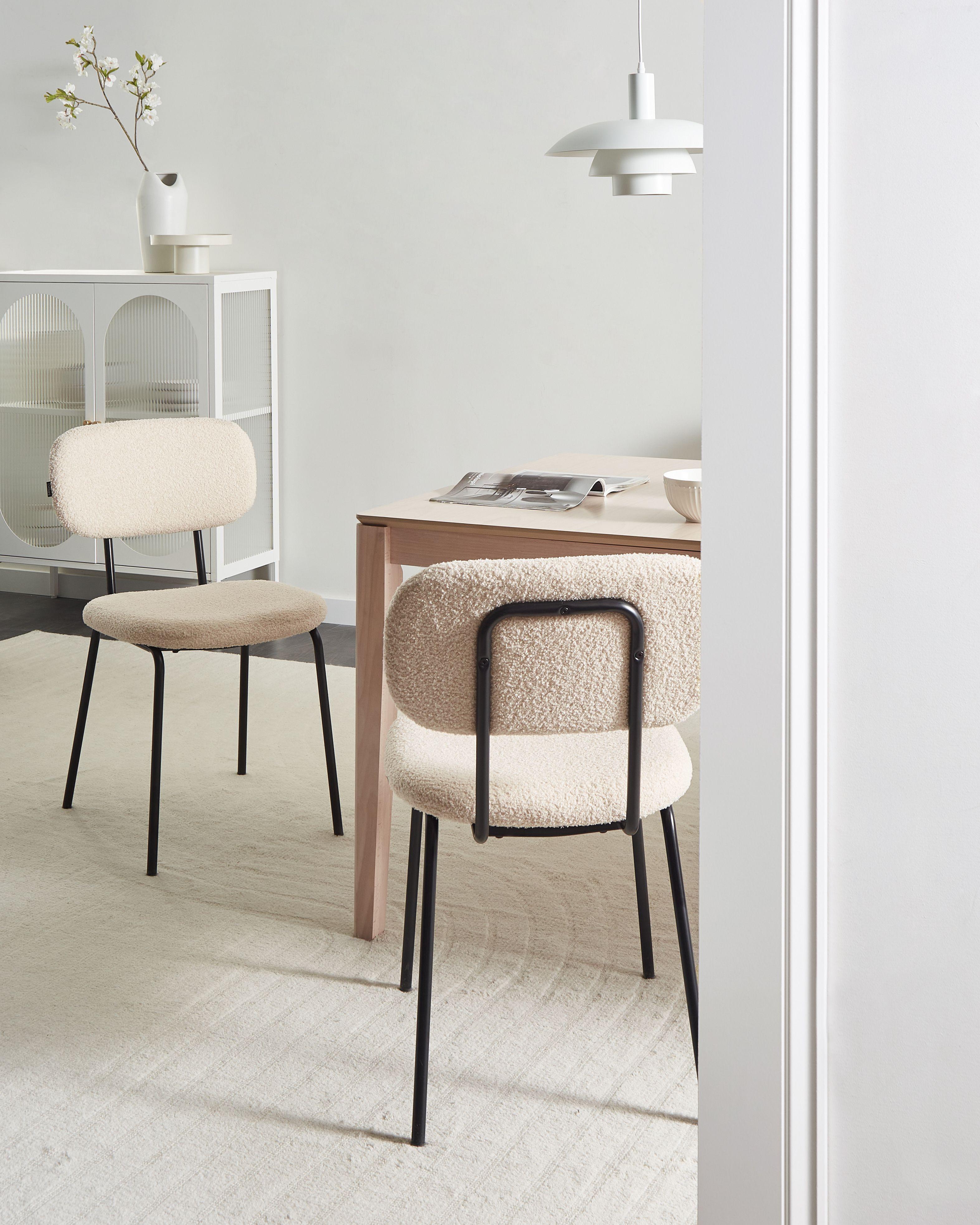 Beliani Lot de 2 chaises en Bouclé Rétro ADAIR  