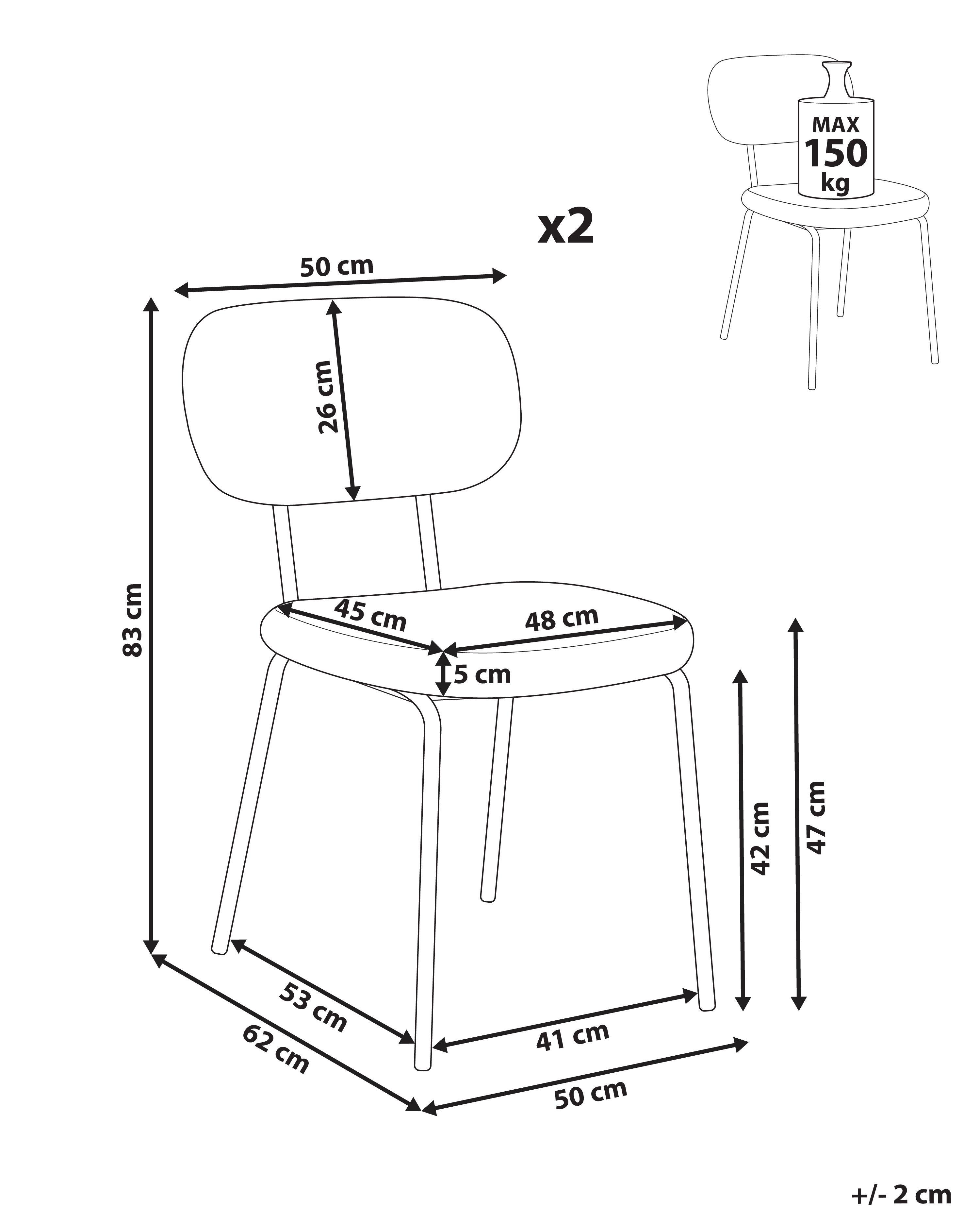Beliani Lot de 2 chaises en Bouclé Rétro ADAIR  