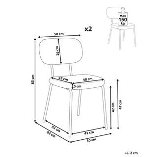 Beliani Lot de 2 chaises en Bouclé Rétro ADAIR  