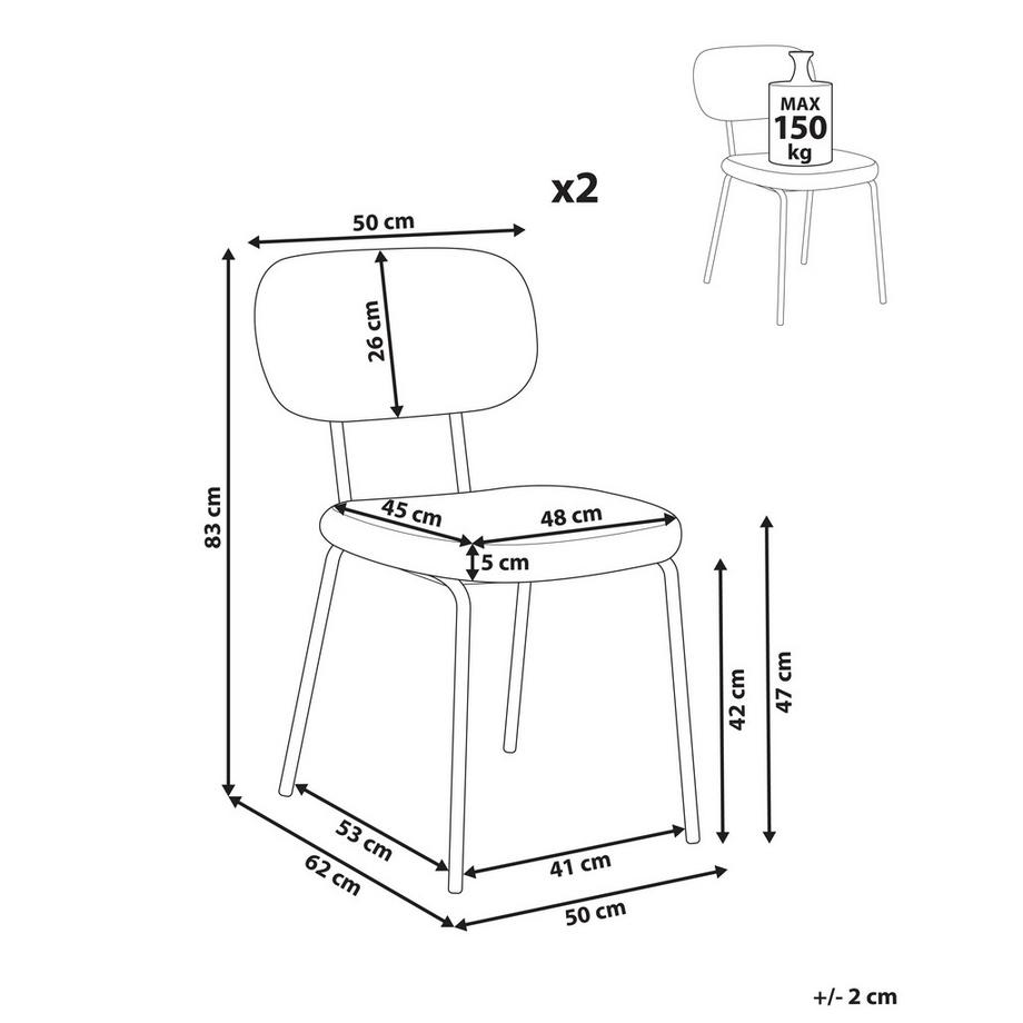 Beliani Set mit 2 Stühlen aus Bouclé Retro ADAIR  