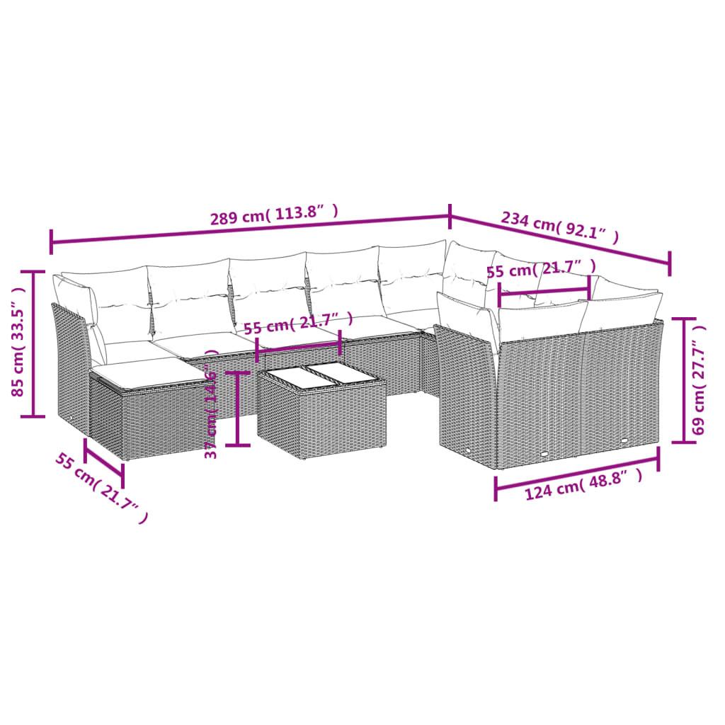 VidaXL Ensemble de canapés de jardin rotin synthétique  