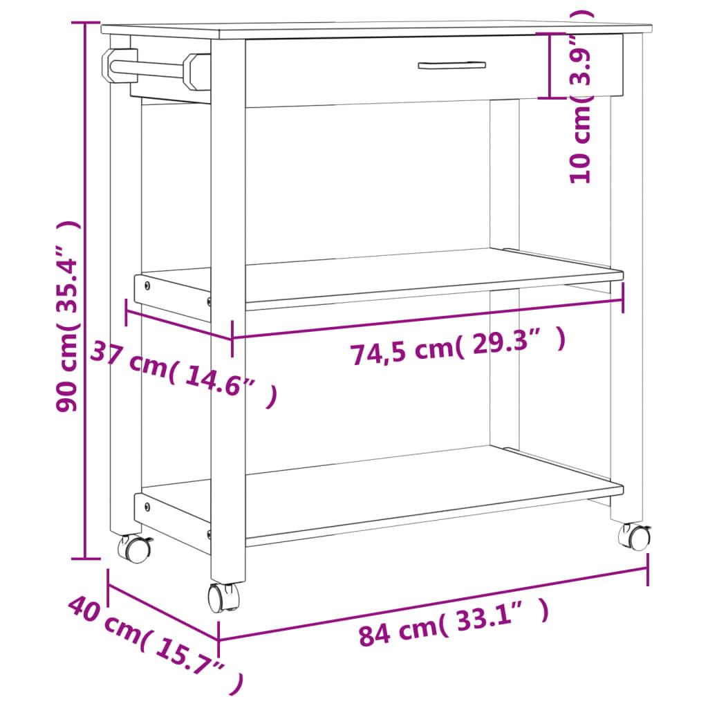 VidaXL Chariot de cuisine bois de pin  