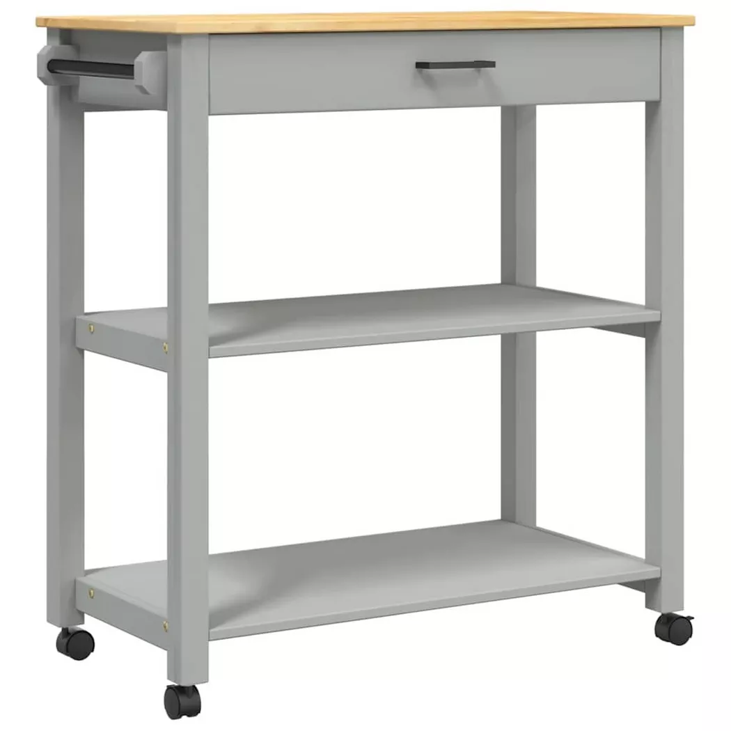 VidaXL - Chariot de cuisine bois de pin, One Size, Gris