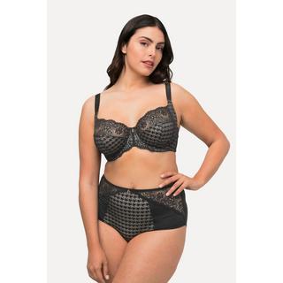 Ulla Popken  Soutien-gorge à armatures avec dentelle et motif pied-de-poule, bonnets C - F 