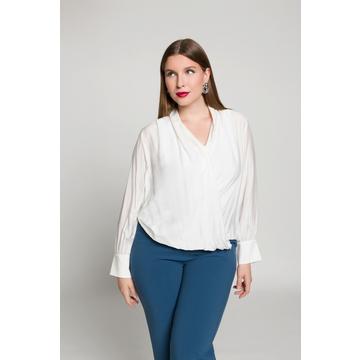 Blusa in misto seta con scollo a V e maniche lunghe