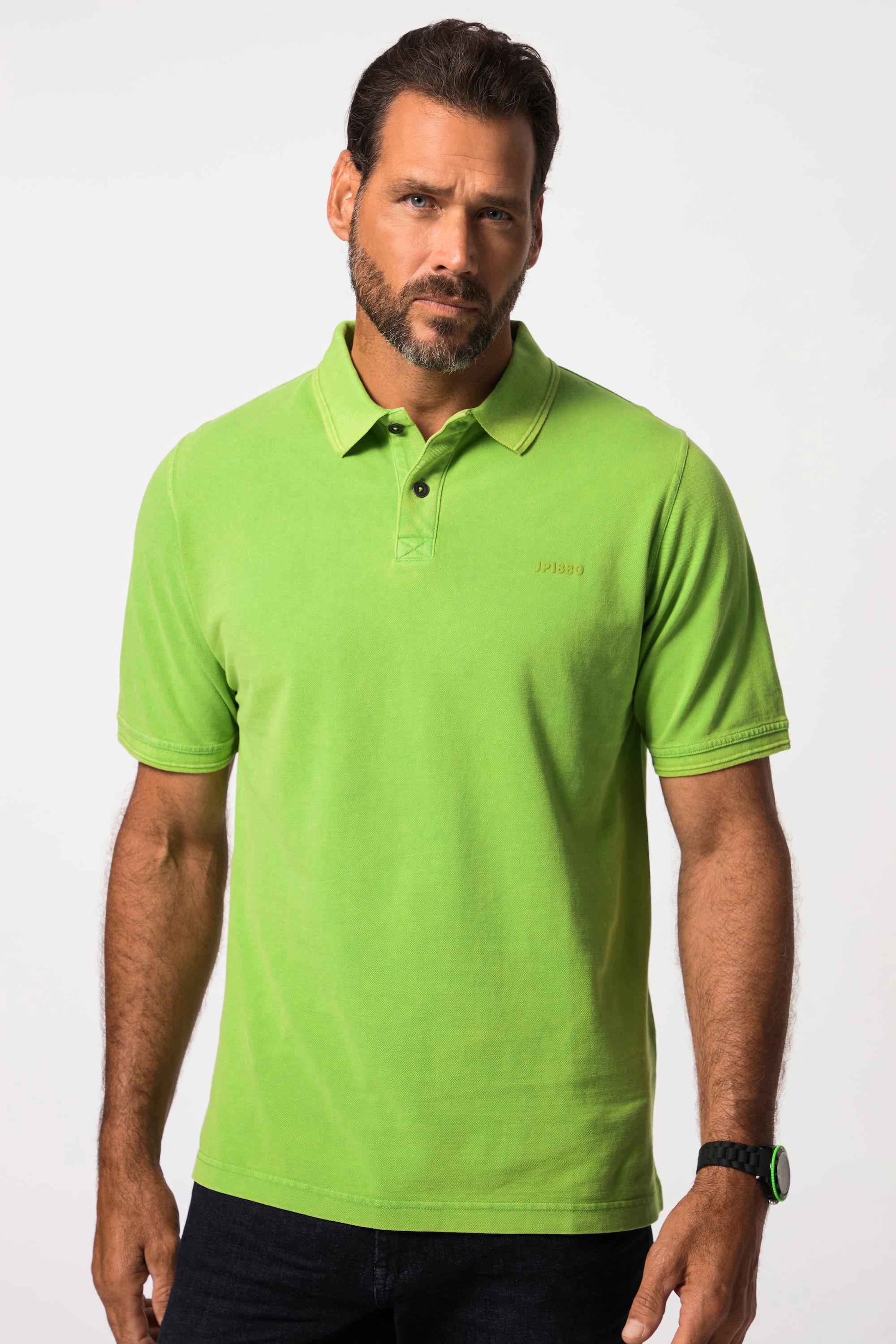 JP1880  Maglia polo di piqué dal look vintage con mezze maniche verde chiaro 