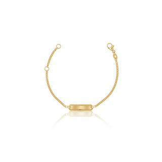 MUAU Schmuck  ID-Bracelet gourmette or jaune 750 bouclier plaqué diamant, 1.7mm, 14cm 