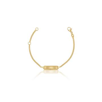 ID-Bracelet gourmette or jaune 750 bouclier plaqué diamant, 1.7mm, 14cm