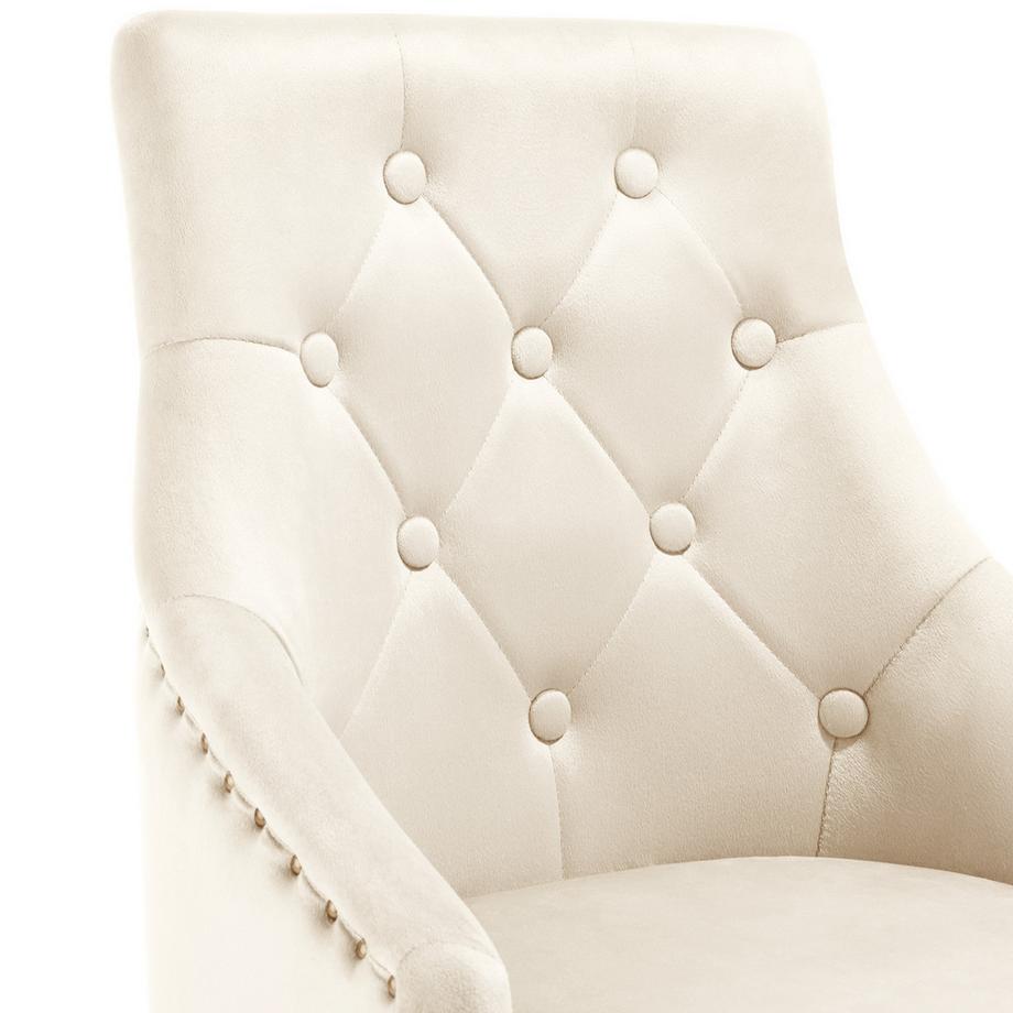 Tectake Chaise de salle à manger EVERDEEN en velours avec des boutons décoratifs  
