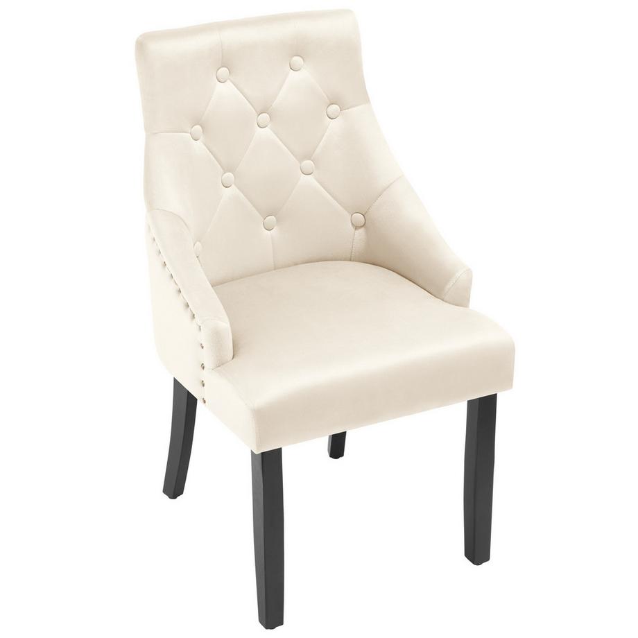 Tectake Chaise de salle à manger EVERDEEN en velours avec des boutons décoratifs  