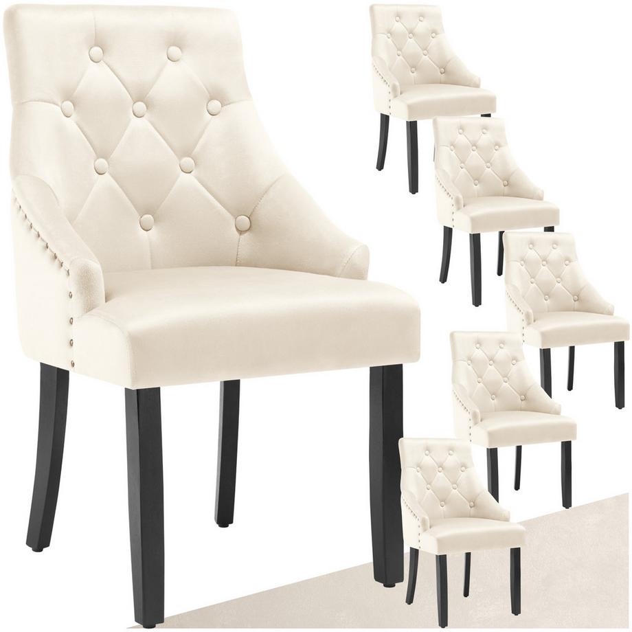Chaise de salle à manger EVERDEEN en velours avec des boutons décoratifs